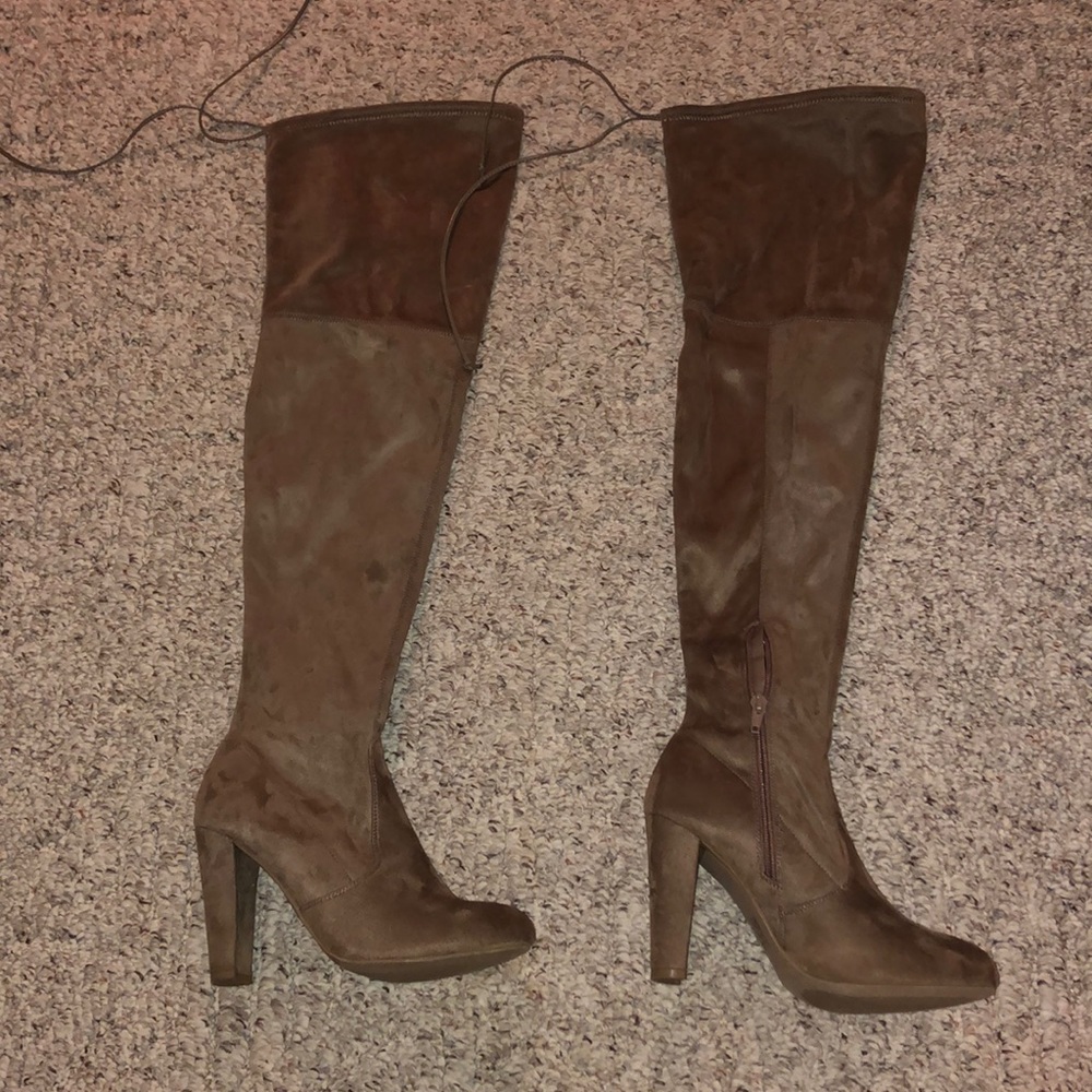 Tan knee high boots